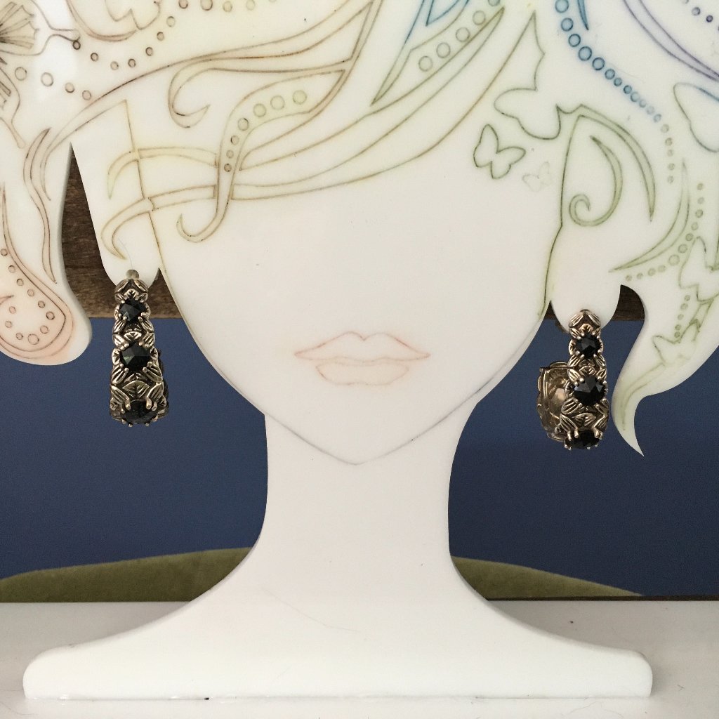 Stephen Dweck Sterling Silver And Onyx Pierced Earrings